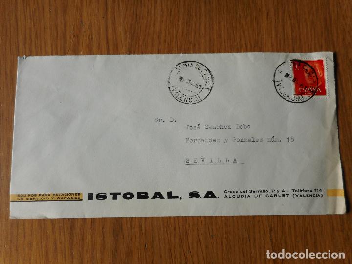 Timbres: ANTIGUO SOBRE.ISTOBAL S.A EQUIPOS PARA ESTACIONES Y GARAGES.ALCUDIA DE CARLET.VALENCIA 1961