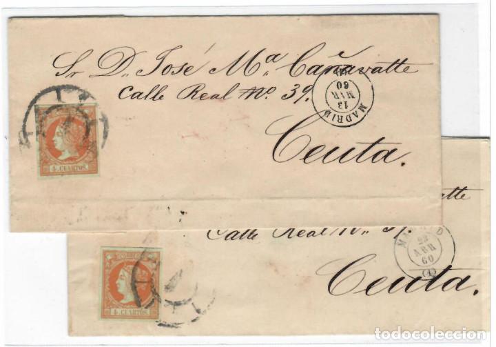 Sellos: DOS SOBRES CARTAS DE 1860 A CEUTA - Foto 1