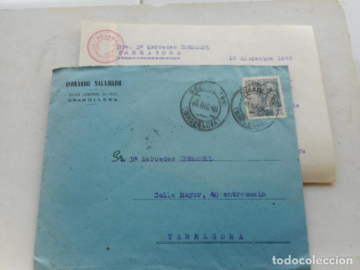 Timbres: ANTIGUO SOBRE CIRCULADO.CARTA.FERNANDO SALAMERO.GRANOLLERS.BARCELONA 1946
