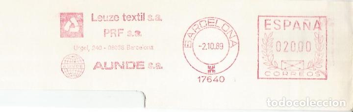Sellos: FRANQUEO MECANICO METER BARCELONA LEUZE TEXTIL - Foto 1