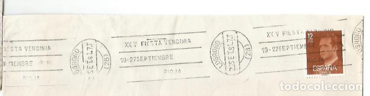 Francobolli: FRAGMENTO CON MAT RODILLO LOGRO&Ntilde;O LA RIOJA 1981 FIESTA DE LA VENDIMIA VINO WINE
