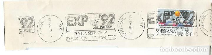 Francobolli: FRAGMENTO CON MAT RODILLO LOGRO&Ntilde;O LA RIOJA 1987 EXPO SEVILLA