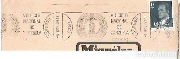 Francobolli: FRAGMENTO CON MAT RODILLO LOGRO&Ntilde;O LA RIOJA 1984 VII CICLO NACIONAL ZARZUELA MUSICA