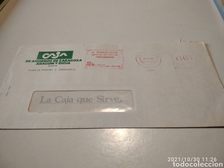 Selos: Sobre circulado Caja de ahorros de Zaragoza Arag&oacute;n y Rioja