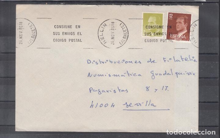 Sellos: -HELLIN (ALBACETE), matasellos RODILLO, CONSIGNE EN / SUS ENVIOS EL / CODIGO POSTAL - Foto 1