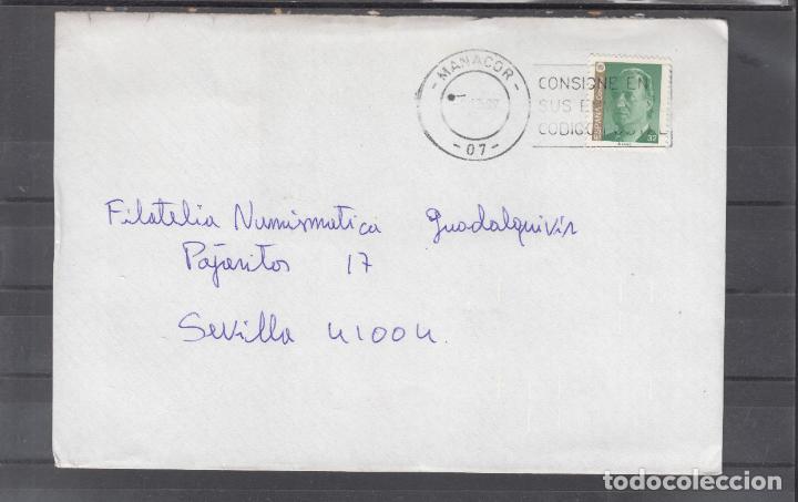 Sellos: -MANACOR -07- baleares, matasellos RODILLO, CONSIGNE EN / SUS ENVIOS EL / CODIGO POSTAL - Foto 1