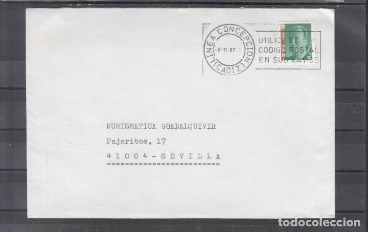 Sellos: -LINEA CONCEPCION (CADIZ), matasellos RODILLO, UTILICE EL / CODIGO POSTAL / EN SUS ENVIOS - Foto 1