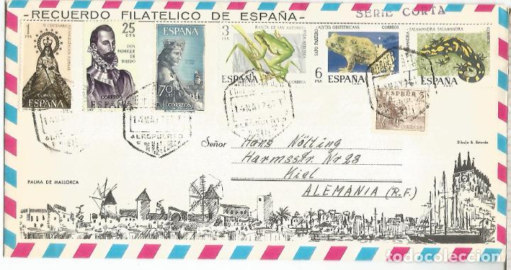 Timbres: SOBRE TURISTICO MAT HEXAGONAL AEROPUERTO PALMA MALLORCA SELLOS ANFIBIOS RANA FROG SALAMANDRA