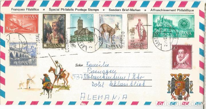 Timbres: SOBRE TURISTICO QUIJOTE MAT SANTANYI BALEARES AVION CARABELA PUENTE TOROS FAUNA ARTE ARQUITECTURA