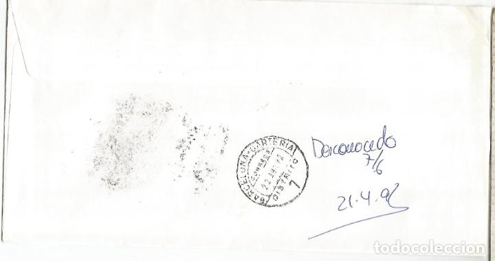 Sellos: CC ALCOY A BARCELONA DEVUELTA MARCA DEVOLUCION DISTRITO 7 CARTERIA - Foto 1