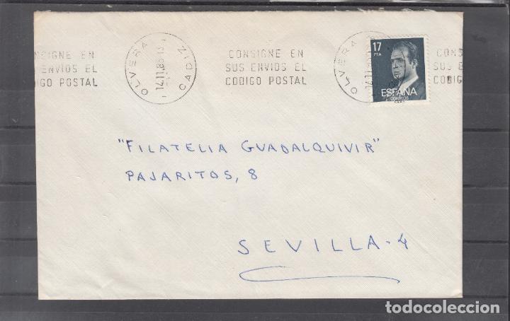 Sellos: -OLVERA CADIZ, matasellos RODILLO, CONSIGNE EN / SUS ENVIOS EL / CODIGO POSTAL - Foto 1
