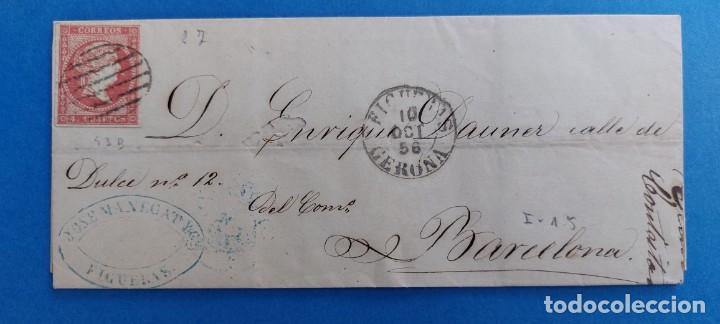 Sellos: CARTA 1856 BARCELONA 4 CUARTOS - Foto 1