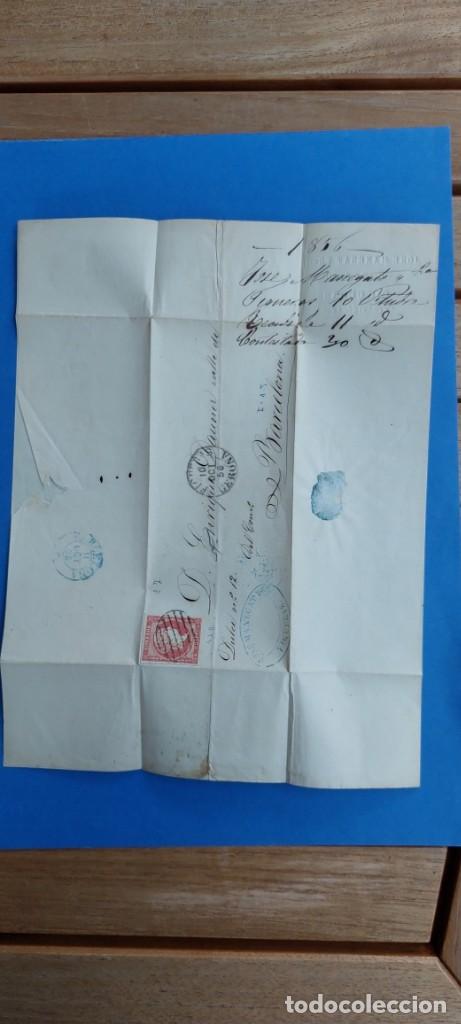 Sellos: CARTA 1856 BARCELONA 4 CUARTOS - Foto 3