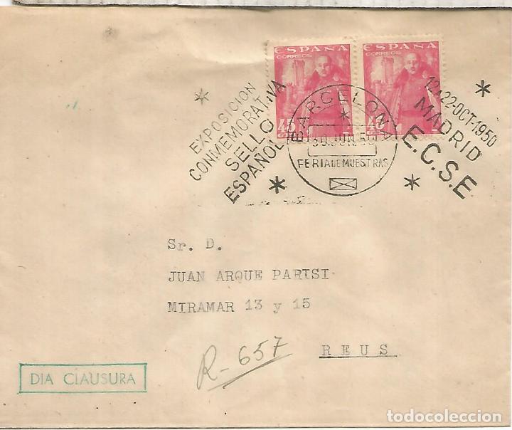 Sellos: BARCELONA CC CON MAT 1950 CENTENARIO DEL SELLO ESPA&Ntilde;OL - Foto 1