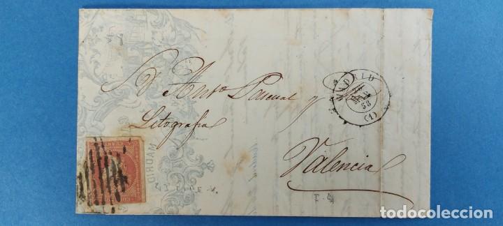 Sellos: CARTA 1858 VALENCIA ISABEL 4 CUARTOS - Foto 1
