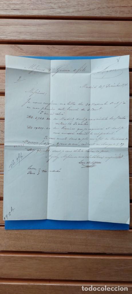 Sellos: SOBRE 1871 MADRID A LYON ALEGORIA 12 CUARTOS - Foto 4