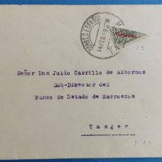 Sellos: SOBRE 1919 TANGER (MARRUECOS) BANQUE D'ETAT DU MAROC SELLO CORTADO ALFO XIII 5C SOBRECARGA MARRUECOS