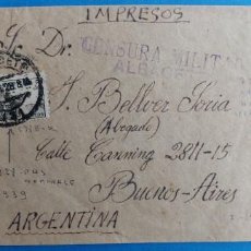 Sellos: SOBRE 1928 ALBACETE A BUENOS AIRES (ARGENTINA ) CENSURA MILITAR IMPRESOS SELLO EL CID 5C