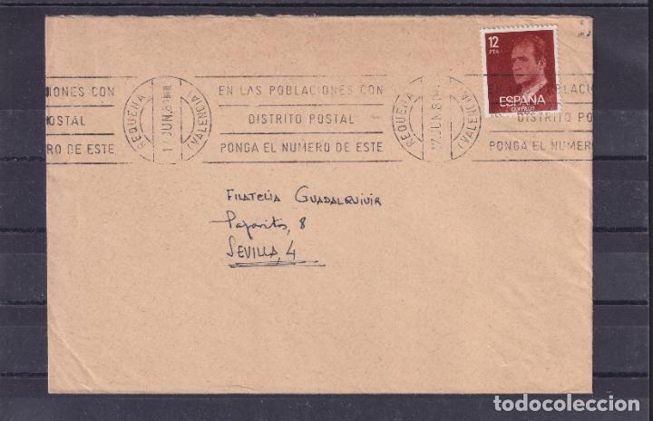 Sellos: -REQUENA (VALENCIA), matasellos RODILLO, EN LAS POBLACIONES CON / DISTRITO POSTAL / PONGA EL NUMER - Foto 1