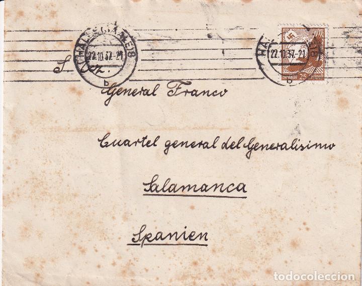 Timbres: SOBRE CORRESPONDENCIA - ALEMANIA ESPA&Ntilde;A - GENERAL FRANCO 1937