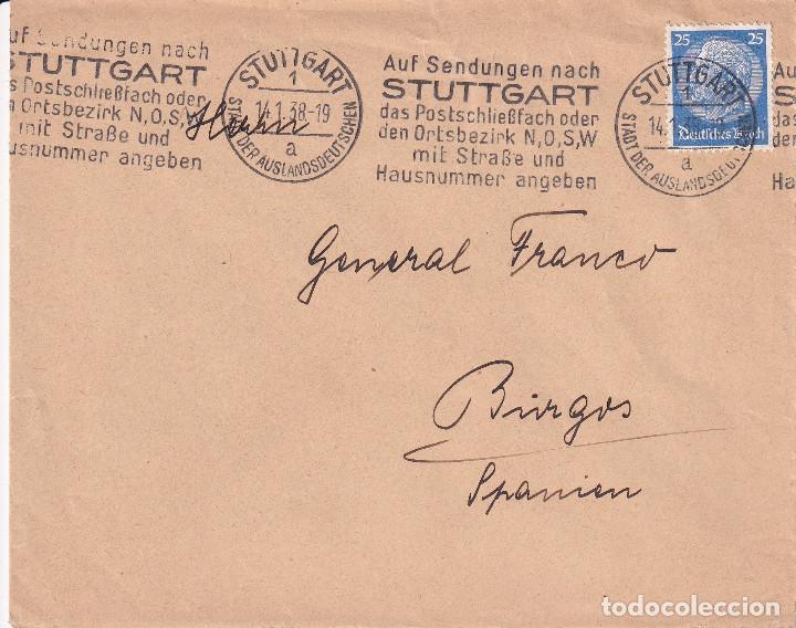 Timbres: SOBRE CORRESPONDENCIA - ALEMANIA ESPA&Ntilde;A - GENERAL FRANCO 1938