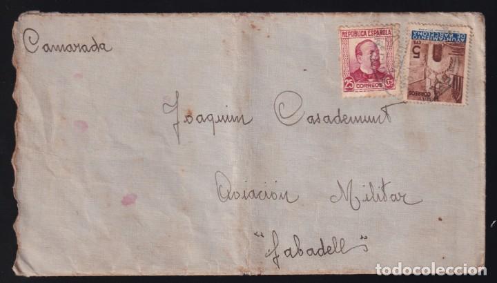 Sellos: Circulada Sabadell interior. Junio 1937. Meds: 92x165 mms. - Foto 1