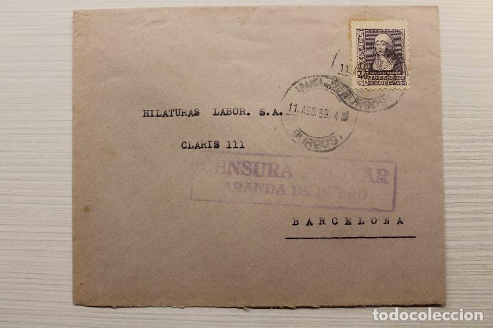 Stamps: ARANDA DE DUERO, BURGOS, CENSURA, ARCADIO MART&Iacute;N, PROCURADOR