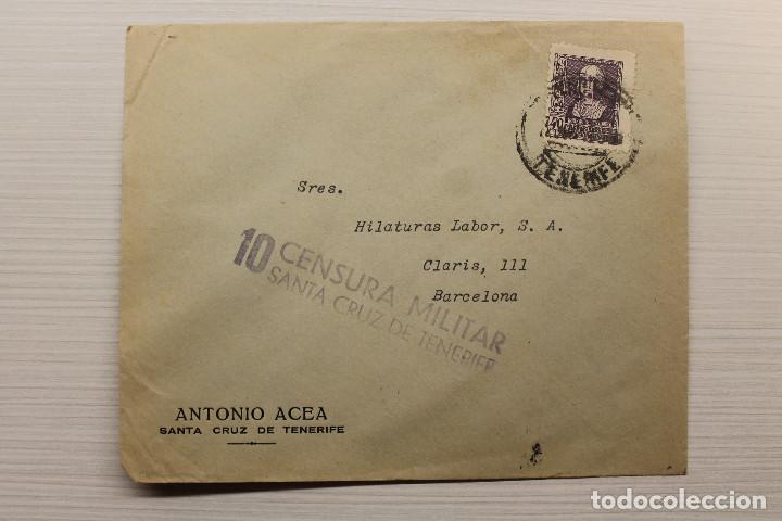 Stamps: SANTA CRUZ DE TENERIFE, TENERIFE, CENSURA MILITAR, ANTONIO ACEA
