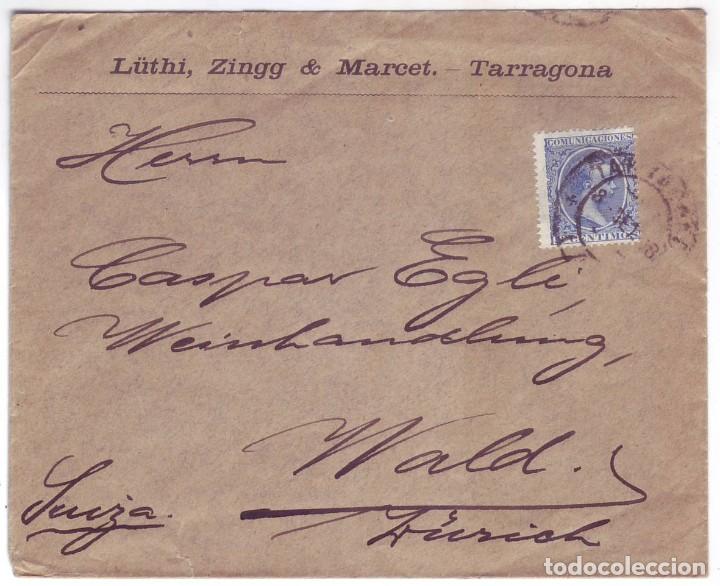 Sellos: Sobre comercial L&uuml;thi, Zingg & Marcet - Tarragona (1898) - Foto 1