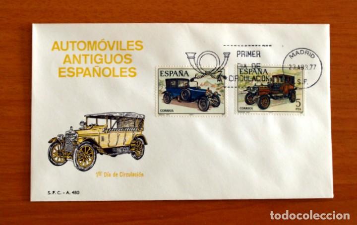 Francobolli: Sobre el 1&ordm; Primer D&iacute;a de Circulaci&oacute;n -Autom&oacute;viles Antiguos Espa&ntilde;oles -S.F.C.-A 480 -A&ntilde;o 1977