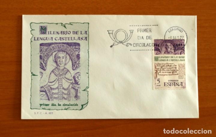 Sellos: Sobre el 1&ordm; Primer D&iacute;a de Circulaci&oacute;n - Milenario Lengua Castellana - S.F.C. - A 487 - A&ntilde;o 1977