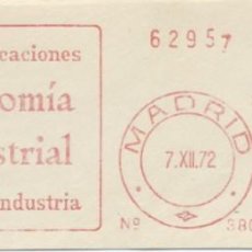 Sellos: 1972. MADRID. FRANQUEO MECÁNICO. FRAGMENTO. MINISTERIO DE INDUSTRIA. PUBLICACIONES. MÁQUINA 3801.