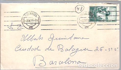 Sellos: CARTA 1956 VALENCIA - Foto 1