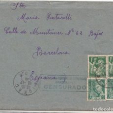 Sellos: 1940 CARTA FRANCIA BARCELONA CENSURA DIRECION GENERAL SEGURIDAD. MARIA PINTARELLI CUEVAS AMAZORA. Lote 327185793