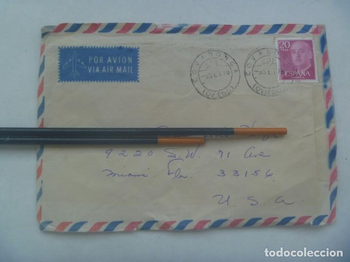 Briefmarken: SOBRE DE COREO AEREO MATASELLADO EN COVADONGA ( ASTURIAS ) CIRCULADO A MIAMI , FLORIDA ( USA )