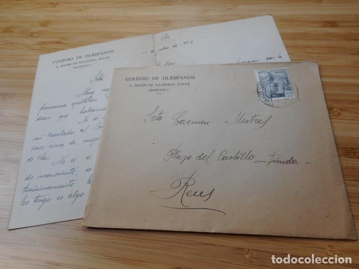 Briefmarken: ANTIGUA CARTA JUAN MORATO COLEGIO HUERFANOS SAN JULIAN DE VILATORTA VICH 1944