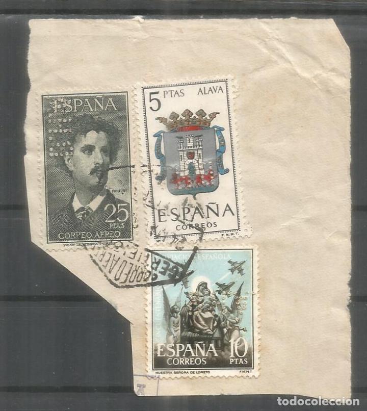 Stamps: FRAGMENTO CON SELLOS PERFORADOS BHA PERFIN ESCUDO ALAVA FORTUNY VIRGEN DE LORETO