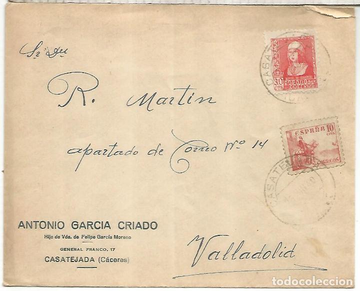 Sellos: CASTEJADA CACERES A VALLADOLID 1940 - Foto 1