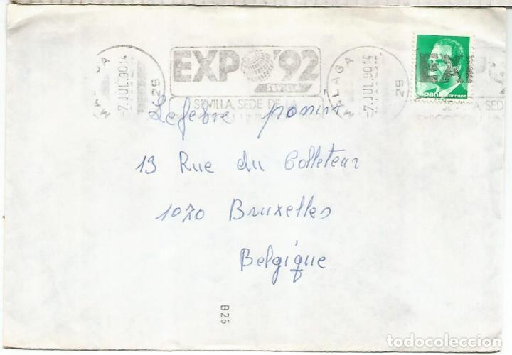 Francobolli: ESPA&Ntilde;A MALAGA A BELGICA MAT EXPO 92 SEVILLA