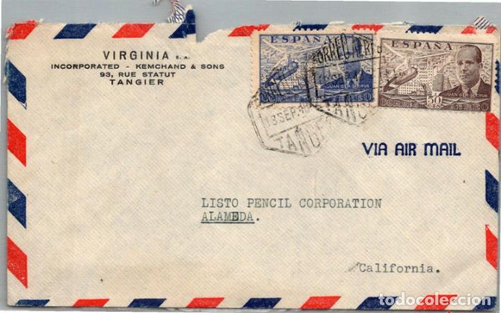 Francobolli: ESPA&Ntilde;A TANGER A USA MAT HEXAGONAL CORREO AEREO 1948