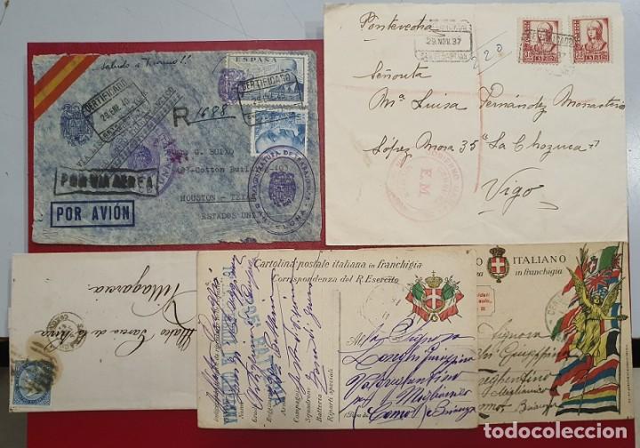 Sellos: ESPA&Ntilde;A E ITALIA. LOTE DE 3 CARTAS Y DOS POSTALES. - Foto 1