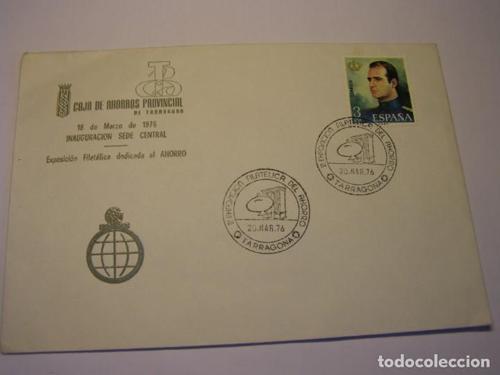 Francobolli: Sobre exposici&oacute;n filat&eacute;lica del ahorro, caja ahorros provincial de Tarragona.