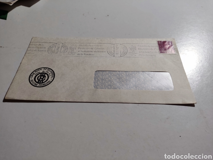 Stamps: Sobre Caja Rural de Villarreal,cu&ntilde;o medalla de oro de la diputaci&oacute;n de Castell&oacute;n a las bandas de m