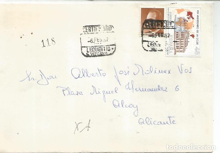 Sellos: LEQUEITIO VIZCAYA CC CERTIFICADA A ALCOY CON LLEGADA - Foto 1