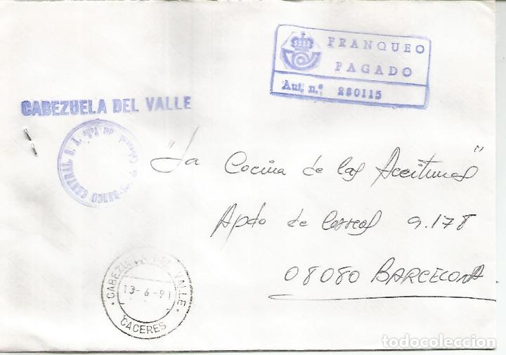 Briefmarken: CABEZUELA DEL VALLE CACERES CC CON FRANQUEO PAGADO