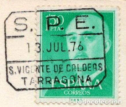 Briefmarken: Marcofilia - S.P.E. S. Vicente de Calders (Tarragona) - a S. Feliu - En postal Tarragona- 151x105mm
