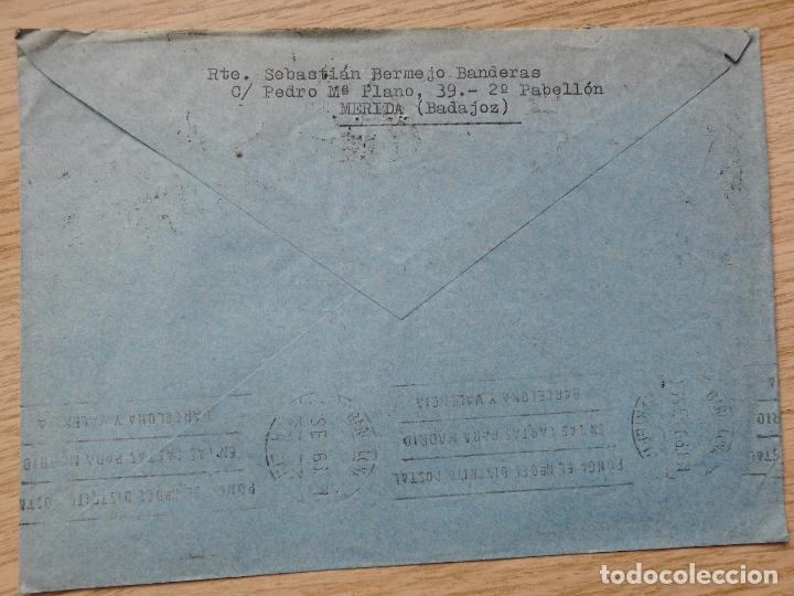 Sellos: ANTIGUO SOBRE CIRCULADO CERTIFICADO MERIDA BADAJOZ 1966 - Foto 4