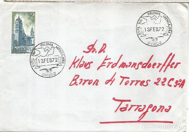 Stamps: OVIEDO ASTURIAS 1972 MAT EXPOSICION PALOMA MENSAJERA MESSENGER PIGEON
