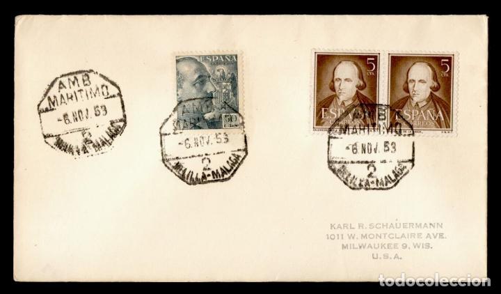 Stamps: CCCON MAT AMBULANTE MARITIMO MELILLA MALAGA 2 1953
