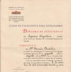 Sellos: REPÚBLICA -UNIVERSIDAD INTNAL. DE SANTANDER . 1935 - ESTUDIANTE ITALIANA - FIRMA DE DÁMASO ALONSO. Lote 363094380